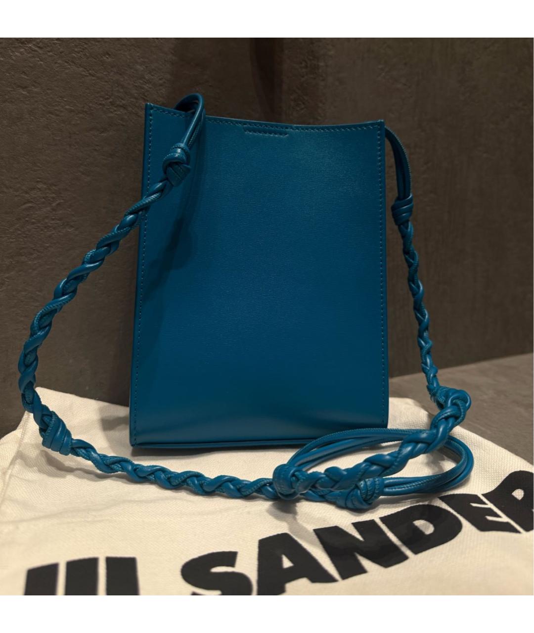 JIL SANDER Бирюзовая кожаная сумка через плечо, фото 3