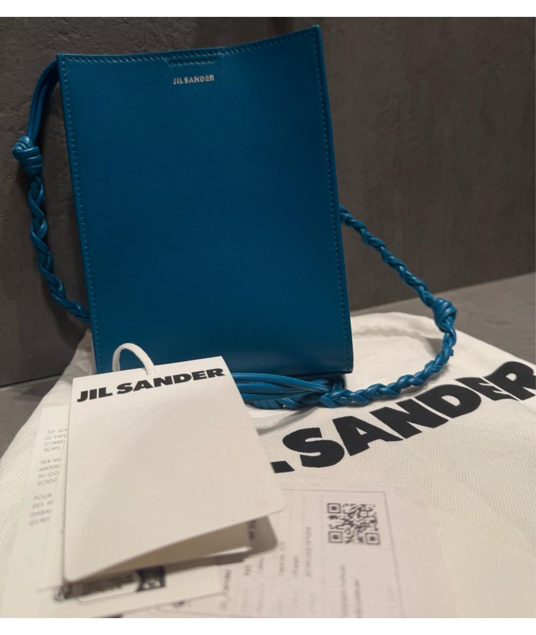 JIL SANDER Бирюзовая кожаная сумка через плечо, фото 5