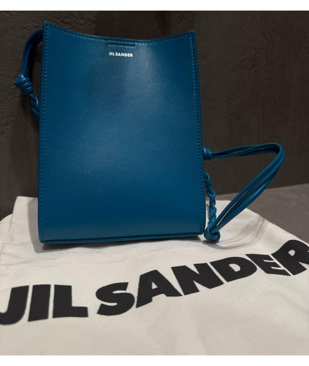 JIL SANDER Бирюзовая кожаная сумка через плечо, фото 6