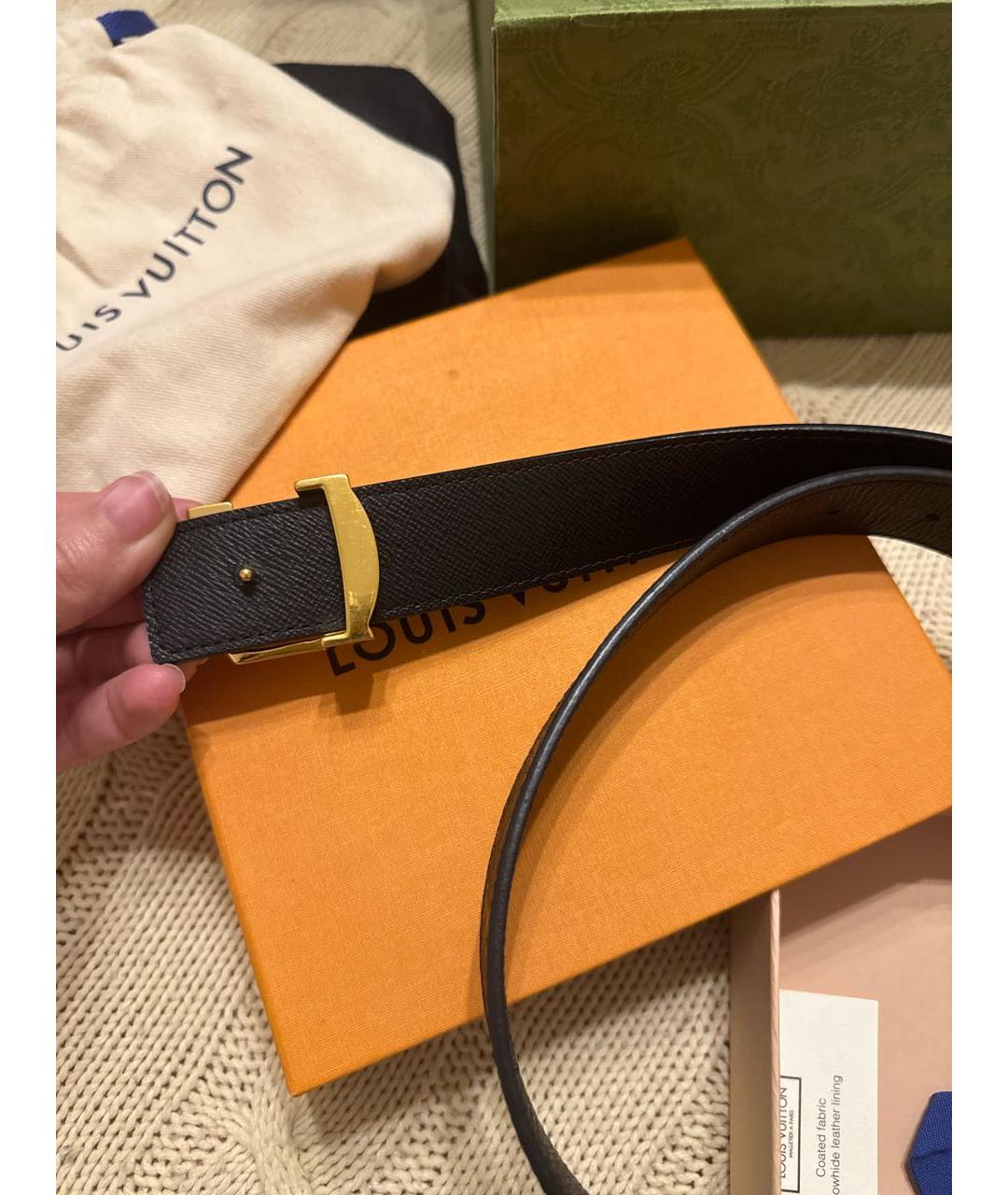 LOUIS VUITTON Черный ремень из искусственной кожи, фото 2