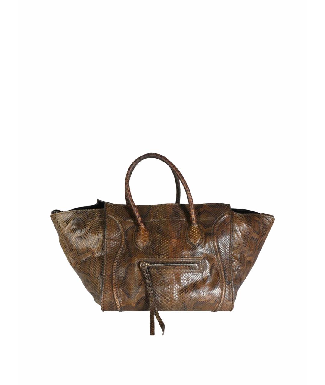 CELINE Коричневая сумка тоут из экзотической кожи, фото 1