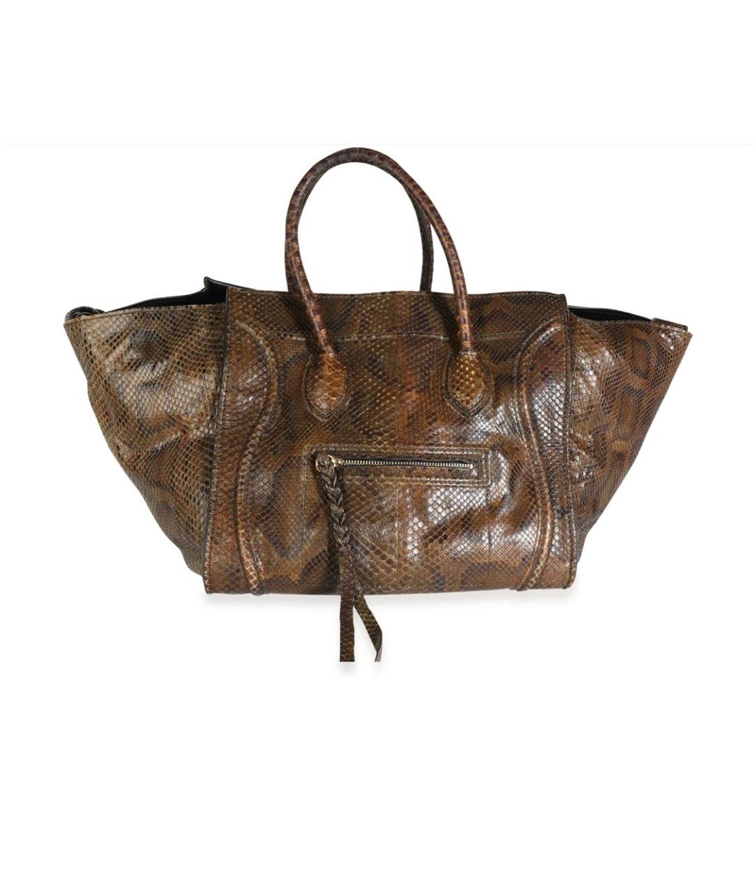 CELINE Коричневая сумка тоут из экзотической кожи, фото 4