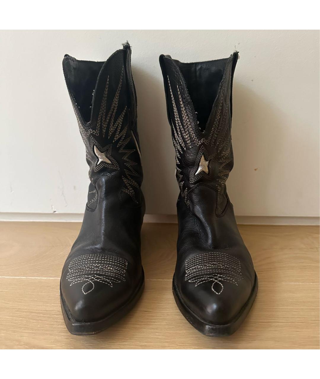 GOLDEN GOOSE DELUXE BRAND Черные кожаные сапоги, фото 2