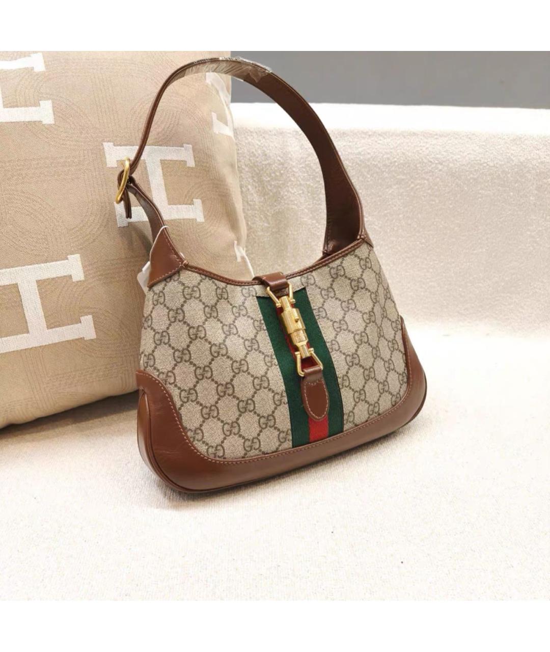 GUCCI Коричневая кожаная сумка через плечо, фото 6