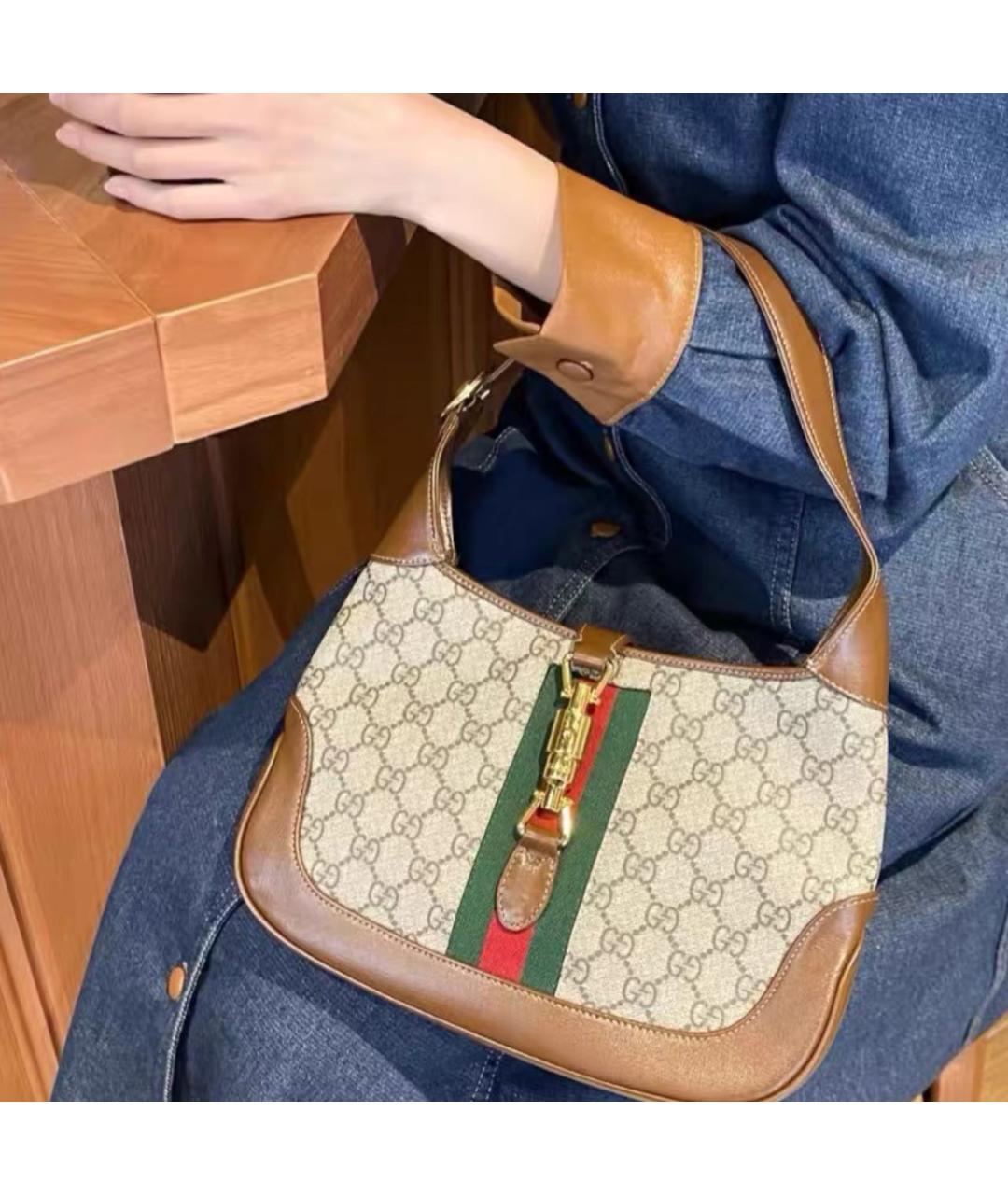 GUCCI Коричневая кожаная сумка через плечо, фото 8