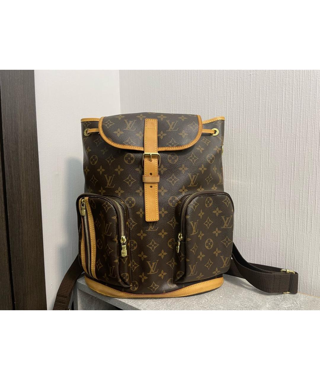 LOUIS VUITTON Коричневый кожаный рюкзак, фото 8
