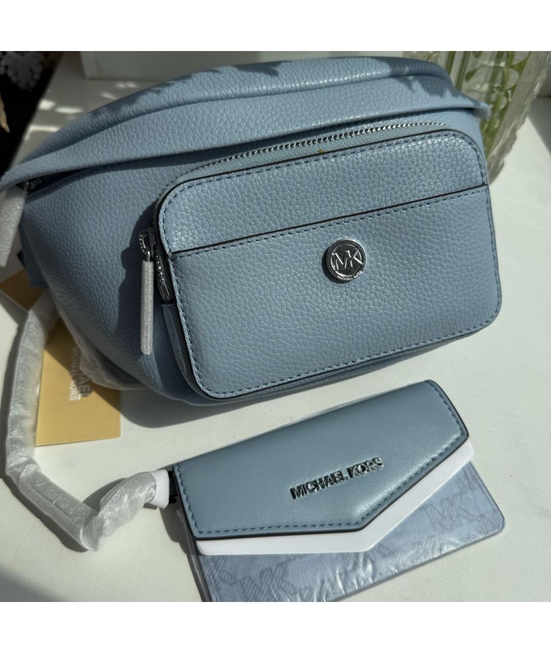 MICHAEL KORS Голубая кожаная поясная сумка, фото 8