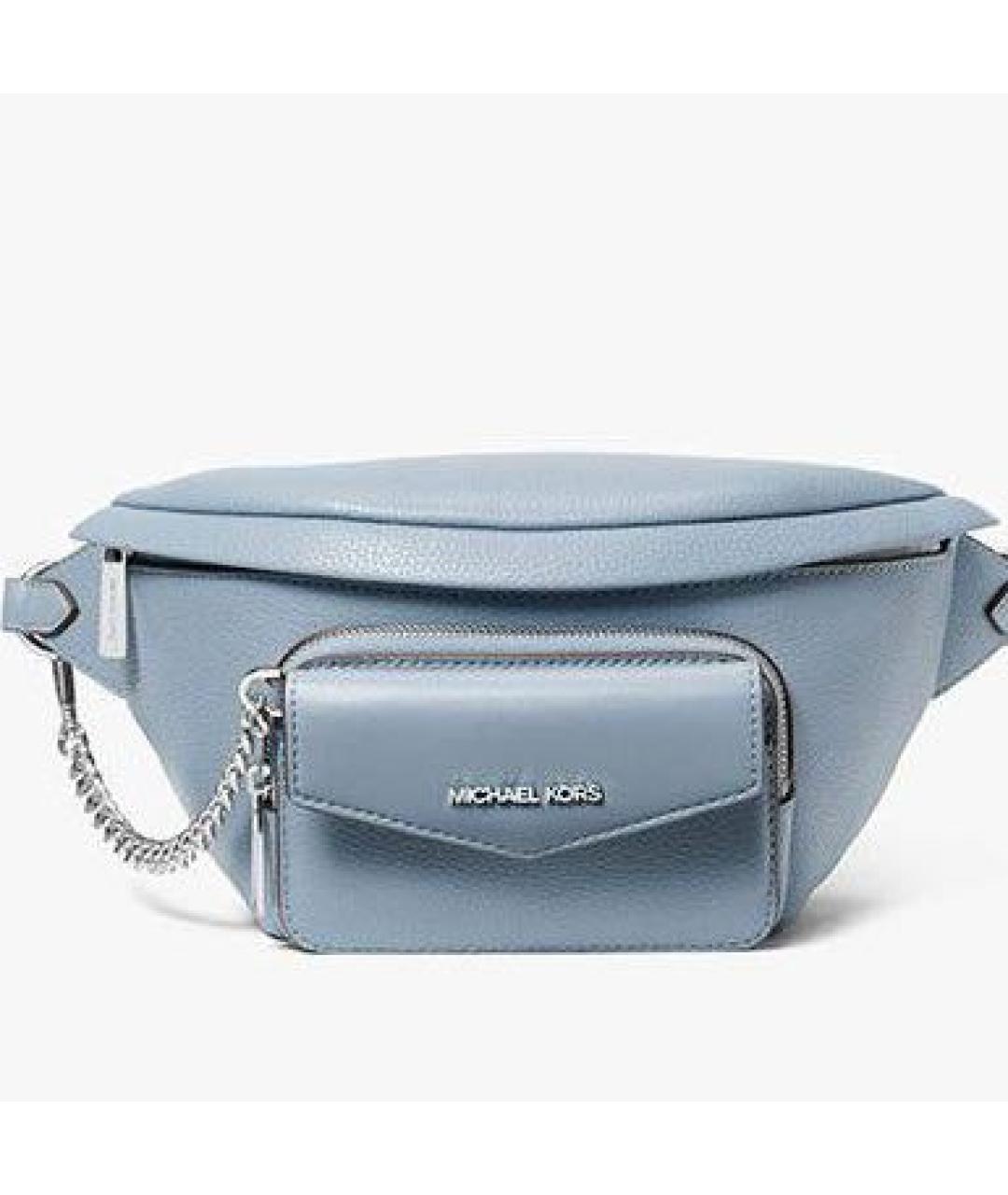 MICHAEL KORS Голубая кожаная поясная сумка, фото 2
