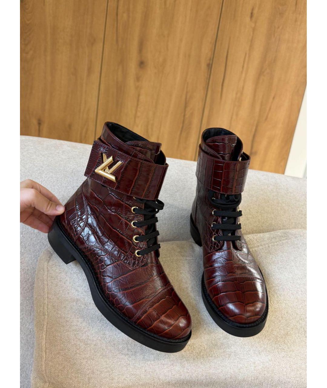 LOUIS VUITTON Бордовые кожаные ботинки, фото 2