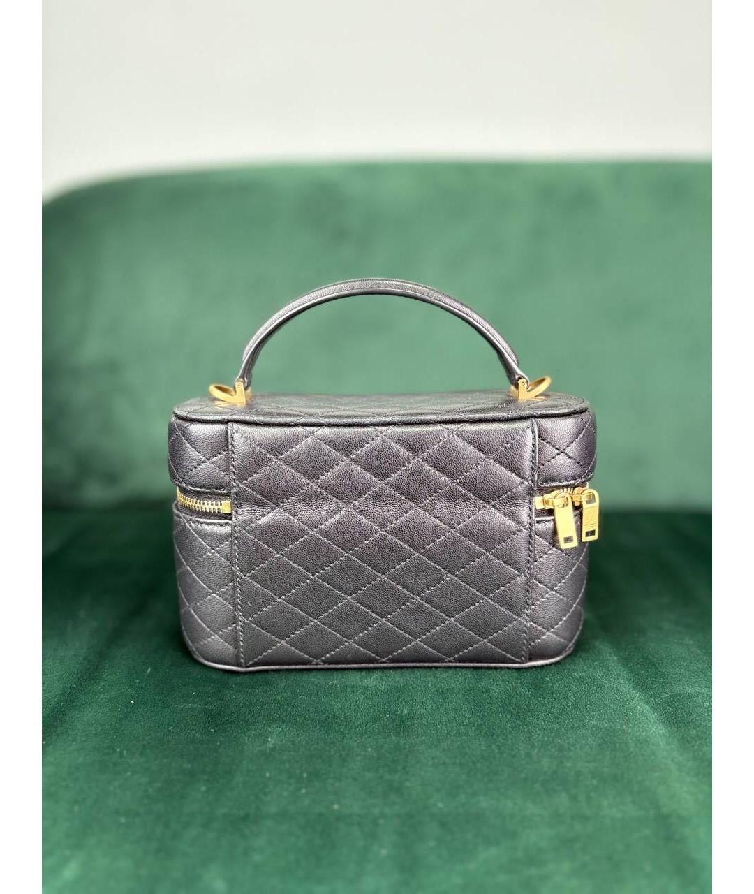 SAINT LAURENT Черная кожаная сумка с короткими ручками, фото 2