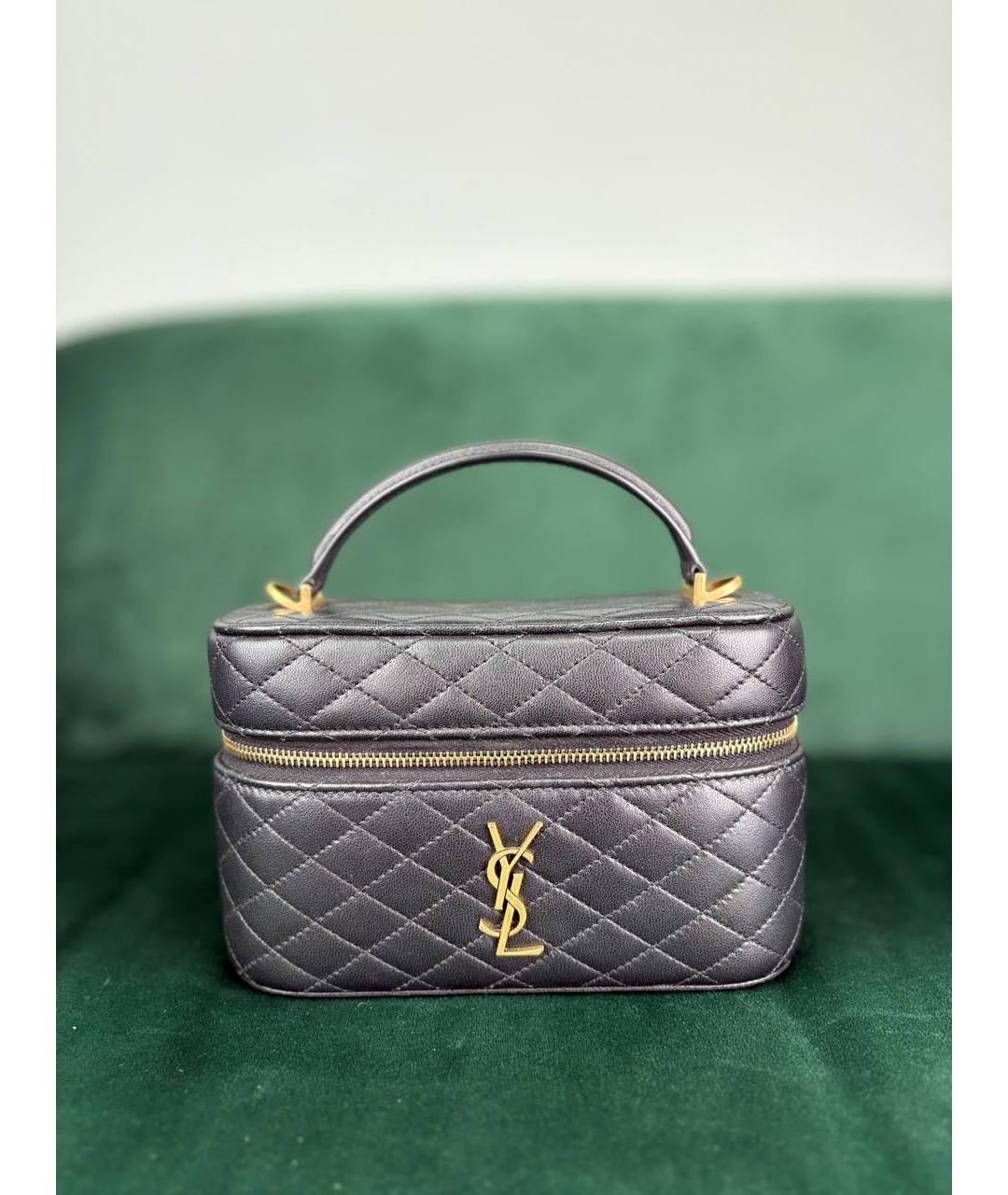 SAINT LAURENT Черная кожаная сумка с короткими ручками, фото 9