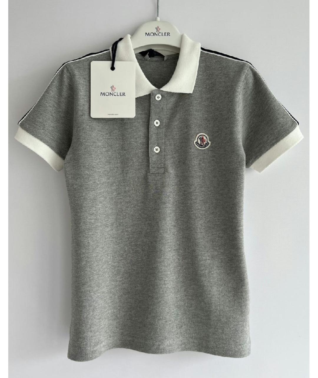 MONCLER KIDS Серая хлопковая детская футболка, фото 4