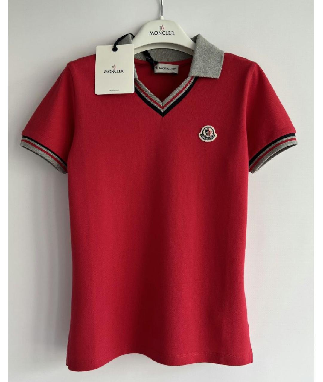 MONCLER KIDS Коралловый хлопковый футболка / топ, фото 4