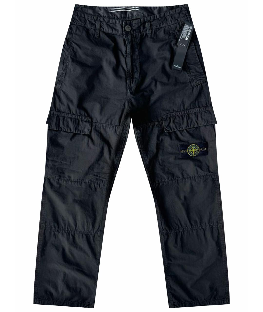 STONE ISLAND Черные хлопковые повседневные брюки, фото 1