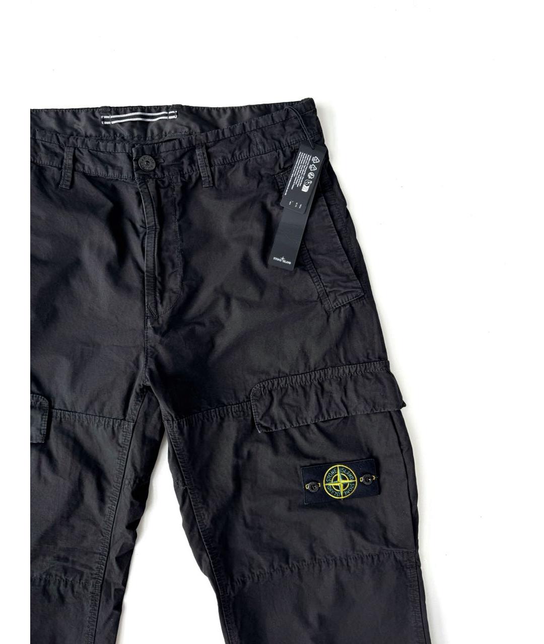 STONE ISLAND Черные хлопковые повседневные брюки, фото 2