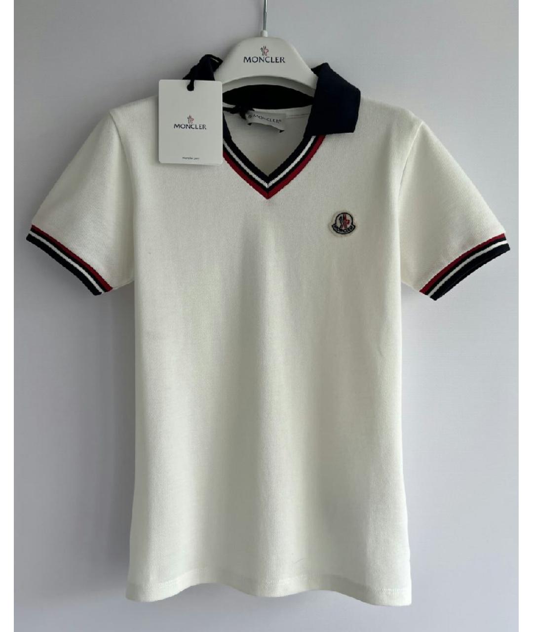MONCLER KIDS Белая хлопковая детская футболка, фото 2