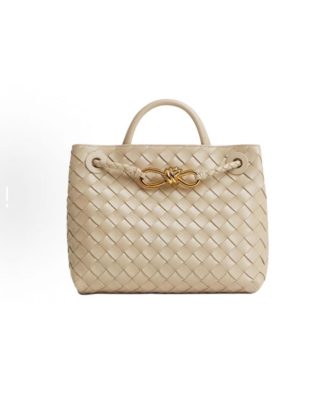 BOTTEGA VENETA Бежевая кожаная сумка с короткими ручками, фото 5