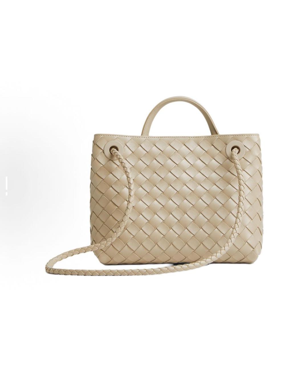 BOTTEGA VENETA Бежевая кожаная сумка с короткими ручками, фото 3