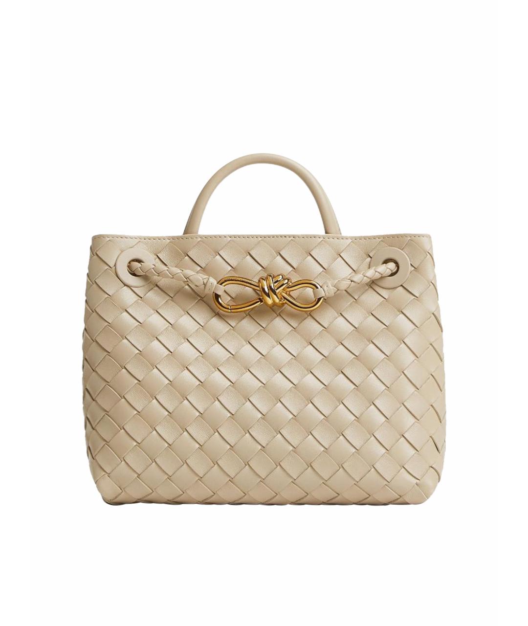 BOTTEGA VENETA Бежевая кожаная сумка с короткими ручками, фото 1