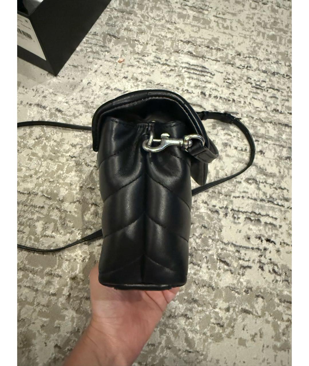 SAINT LAURENT Черная кожаная сумка через плечо, фото 2