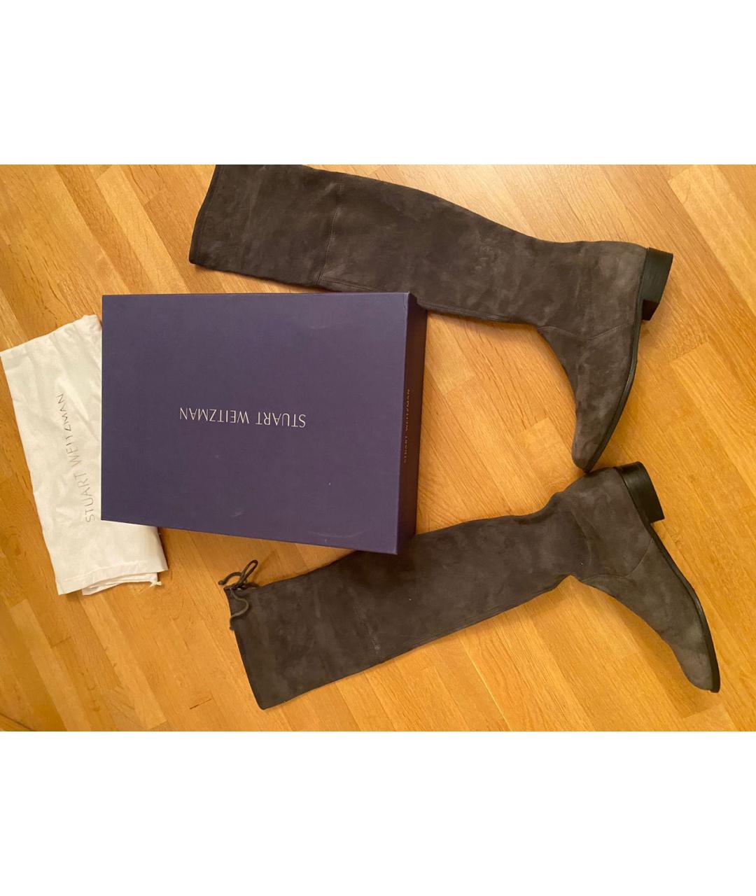 STUART WEITZMAN Серые замшевые ботфорты, фото 3