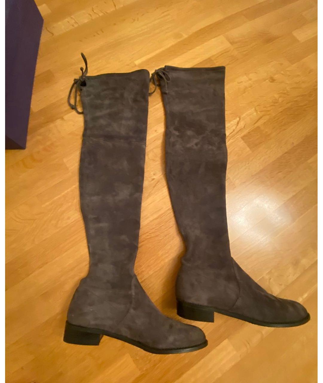 STUART WEITZMAN Серые замшевые ботфорты, фото 4