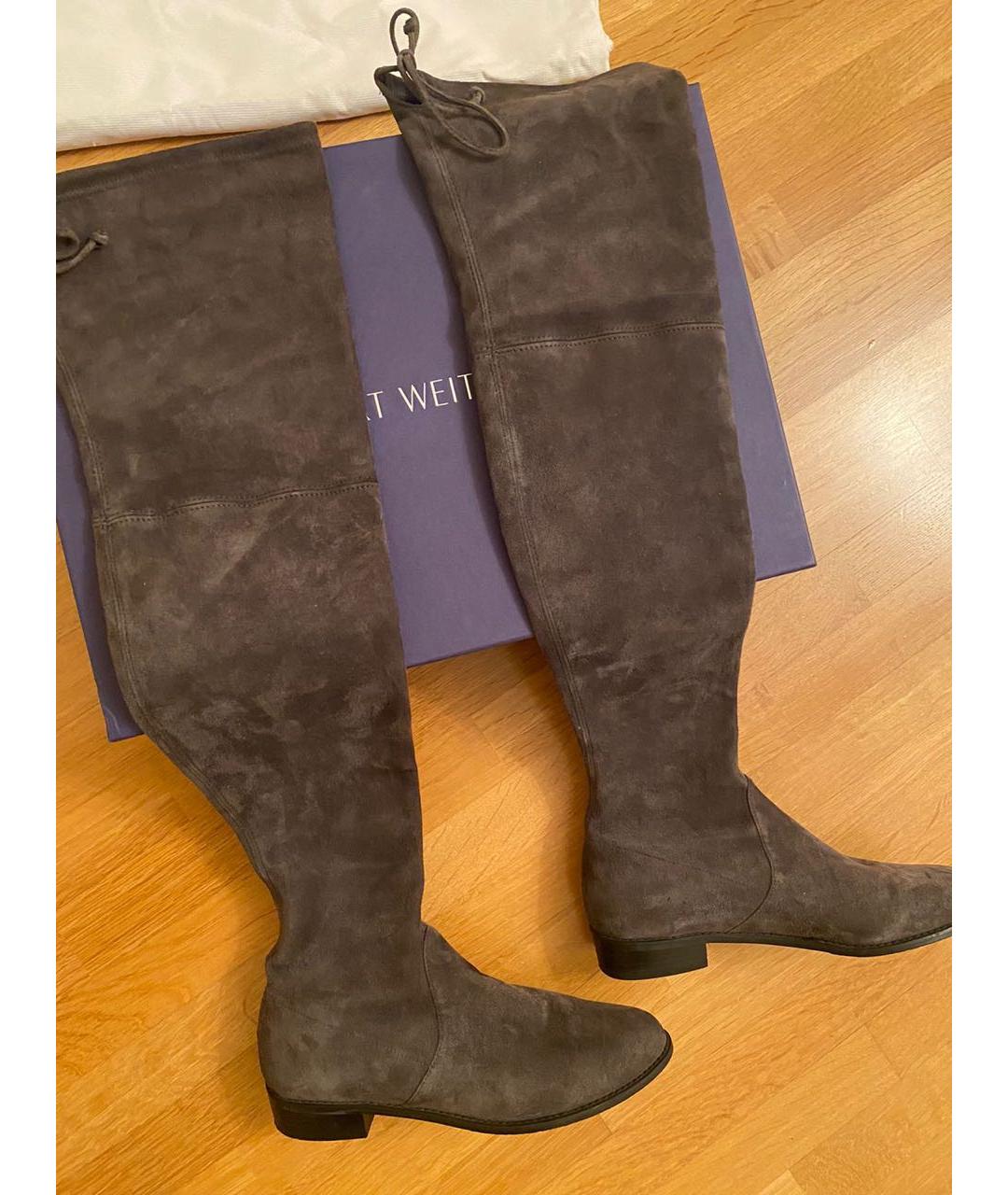 STUART WEITZMAN Серые замшевые ботфорты, фото 6