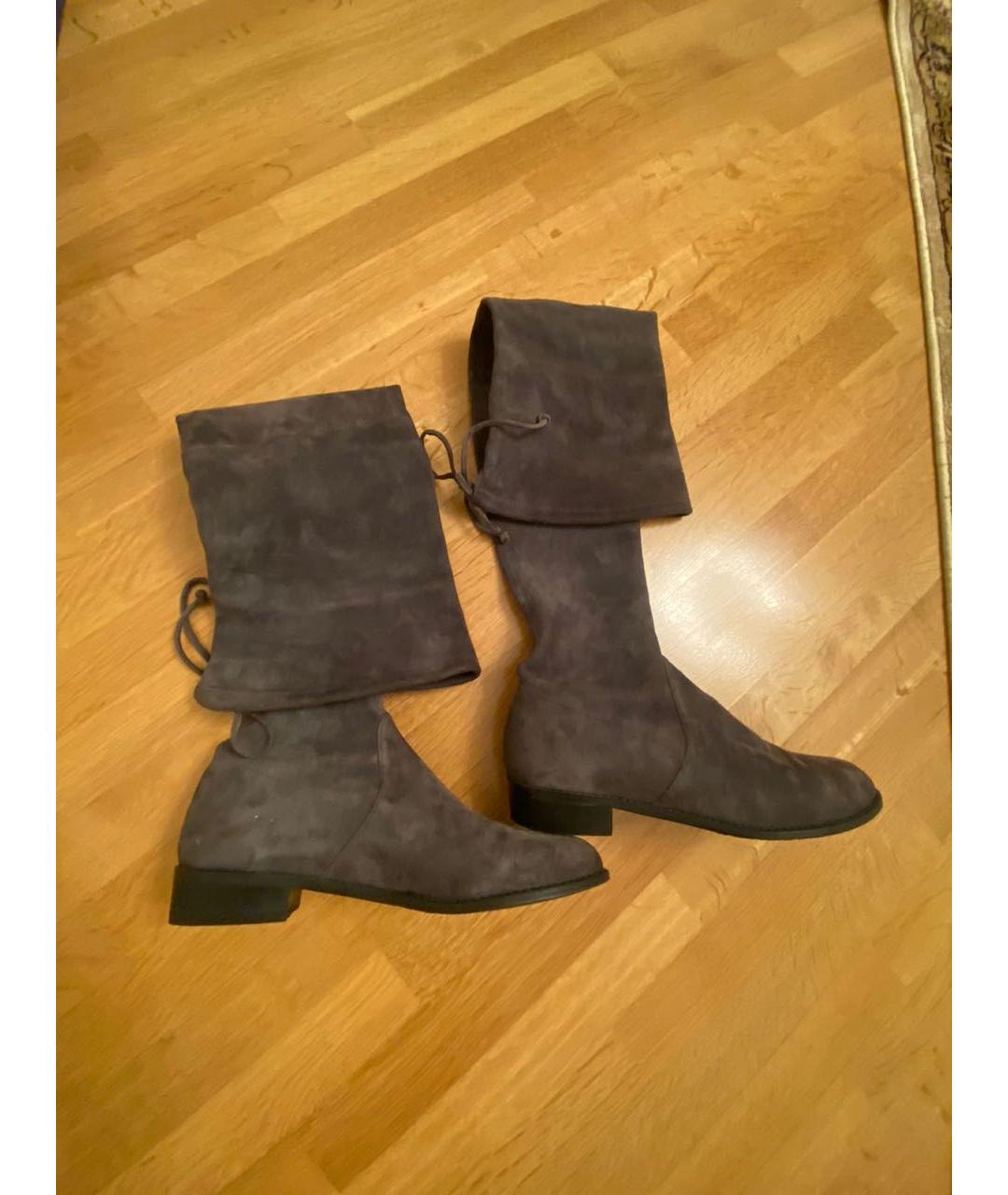 STUART WEITZMAN Серые замшевые ботфорты, фото 2