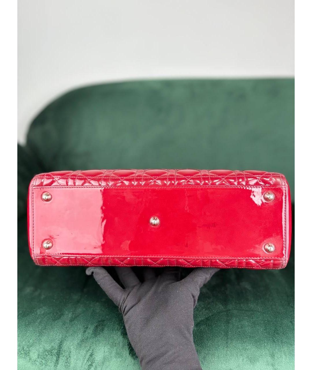 CHRISTIAN DIOR Красная кожаная сумка тоут, фото 5