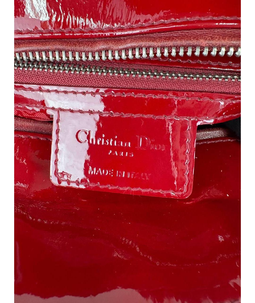 CHRISTIAN DIOR Красная кожаная сумка тоут, фото 8
