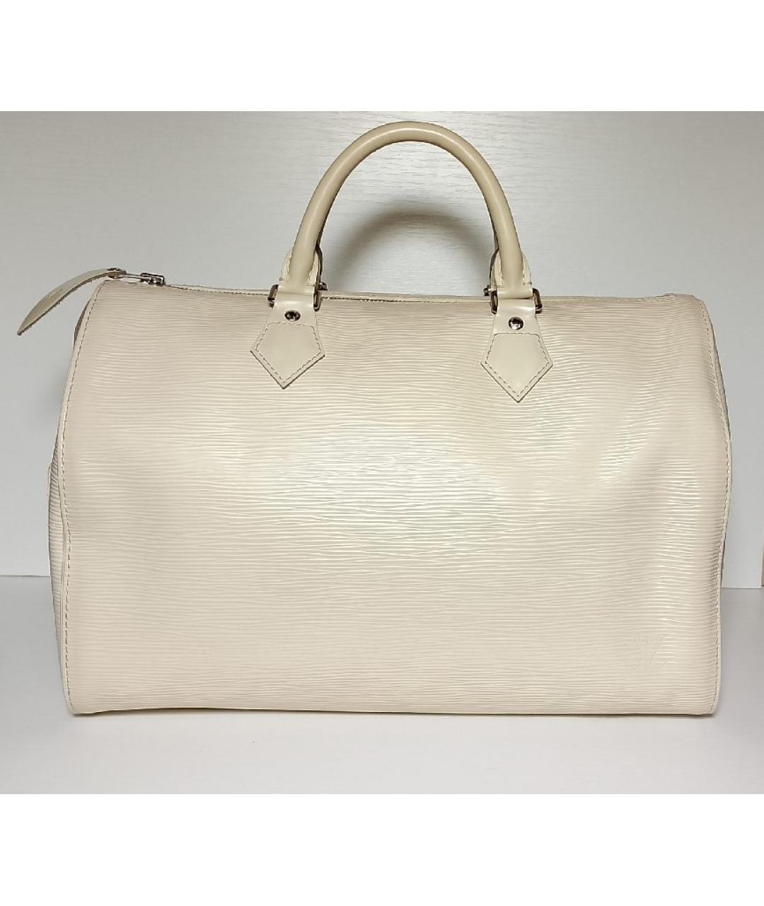 LOUIS VUITTON Белая кожаная сумка с короткими ручками, фото 10