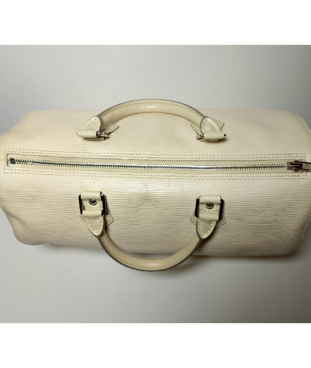 LOUIS VUITTON Белая кожаная сумка с короткими ручками, фото 4
