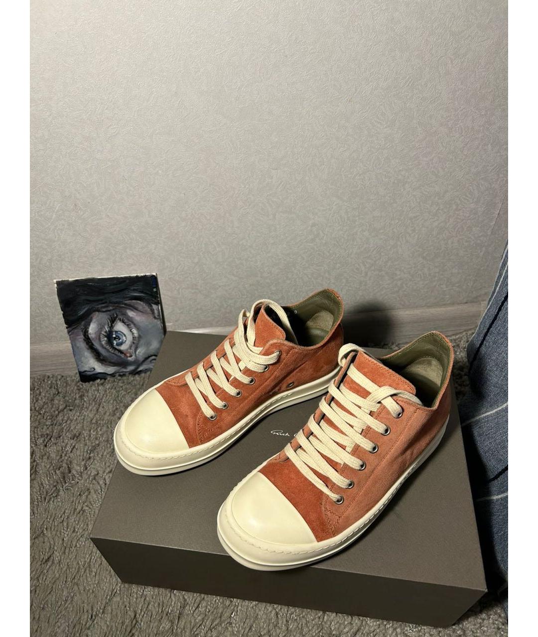 RICK OWENS Розовые замшевые кеды, фото 2