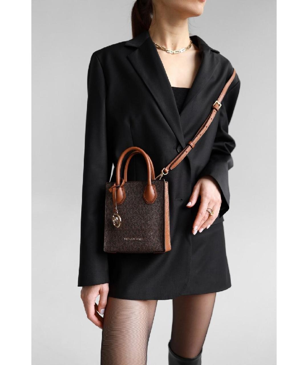 MICHAEL KORS Коричневая сумка через плечо из искусственной кожи, фото 5