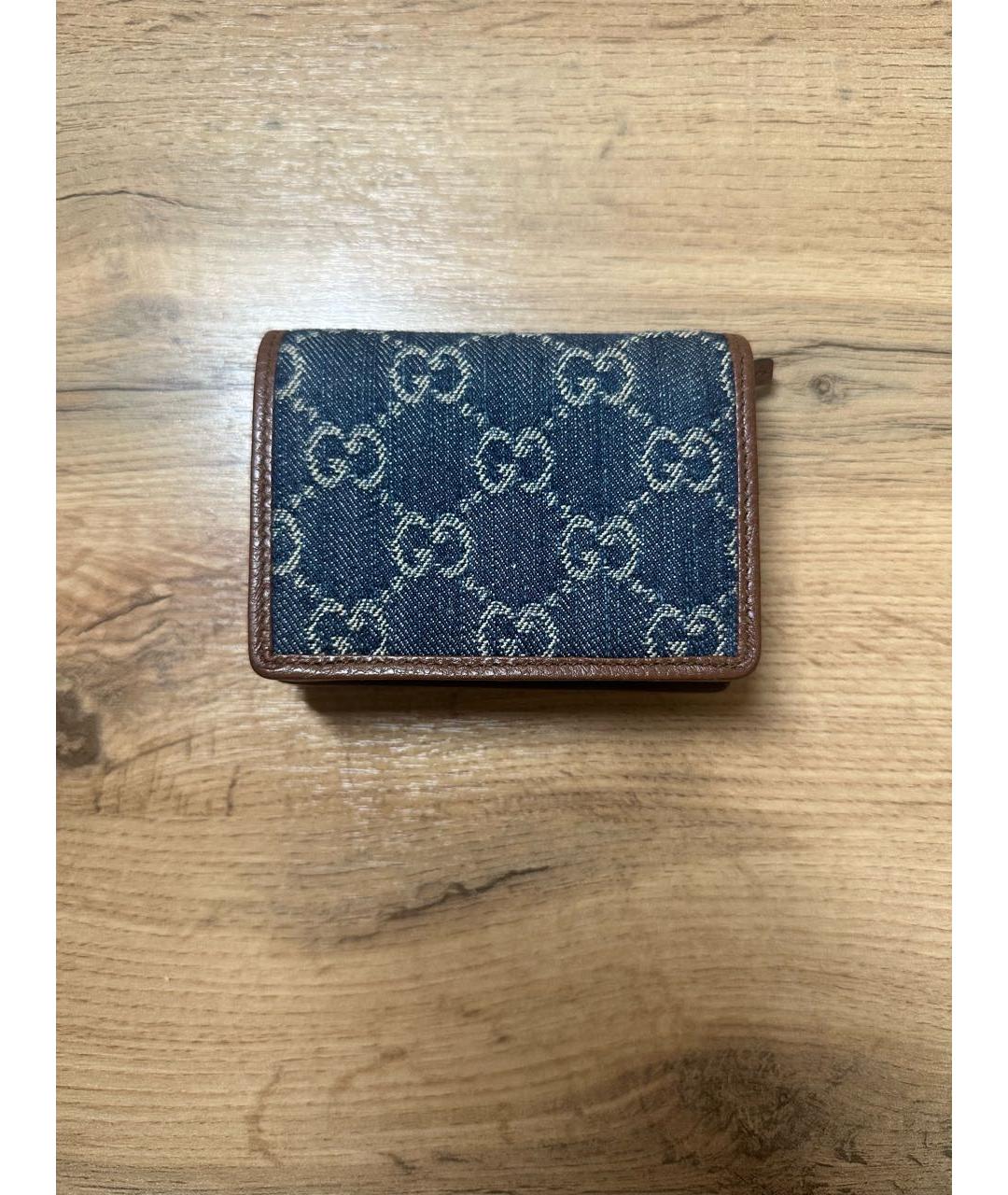 GUCCI Темно-синий кожаный кошелек, фото 3