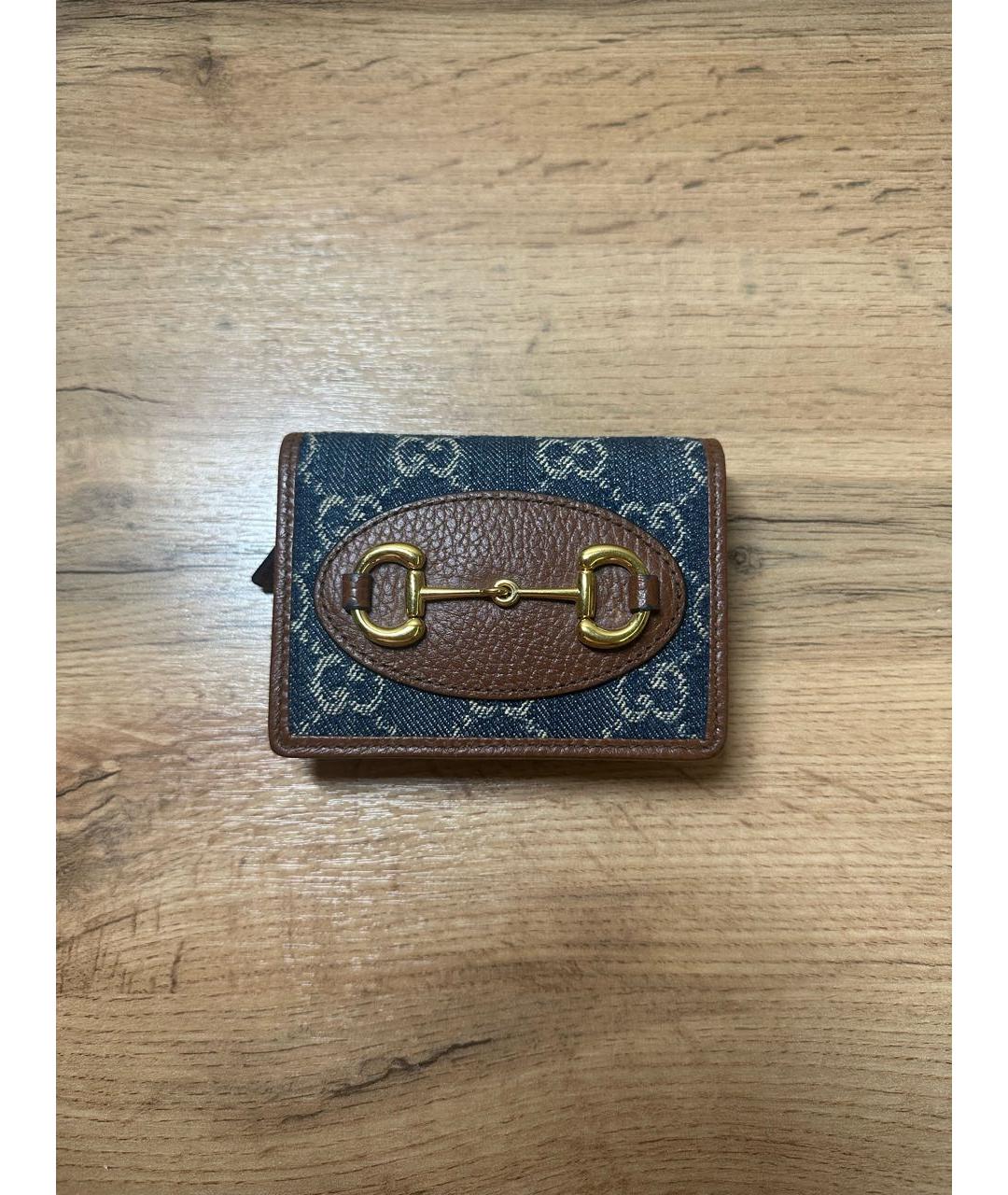 GUCCI Темно-синий кожаный кошелек, фото 5