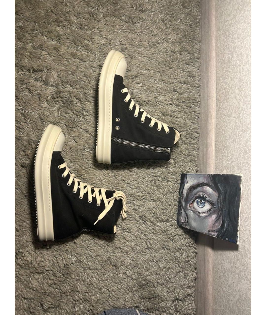 RICK OWENS DRKSHDW Черные текстильные кеды, фото 6