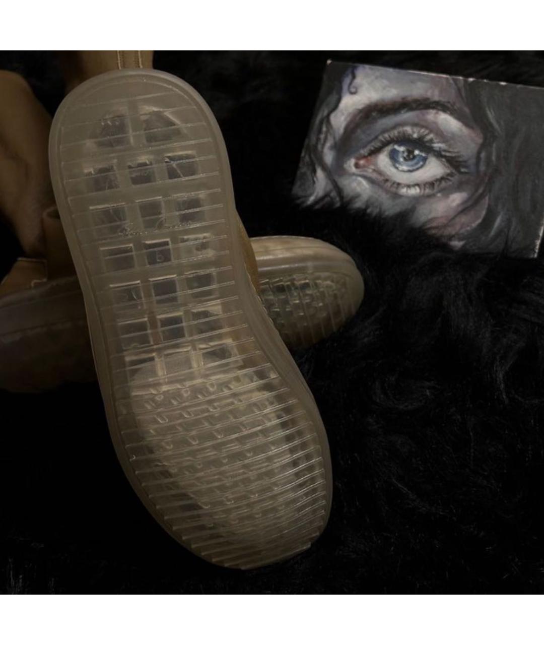 RICK OWENS Коричневые кожаные ботфорты, фото 4