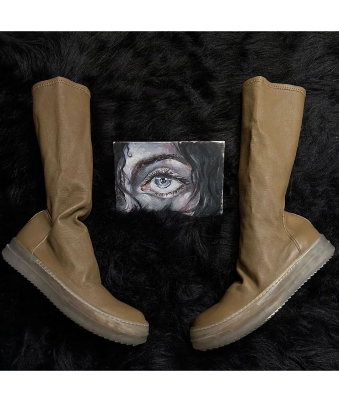 RICK OWENS Коричневые кожаные ботфорты, фото 6