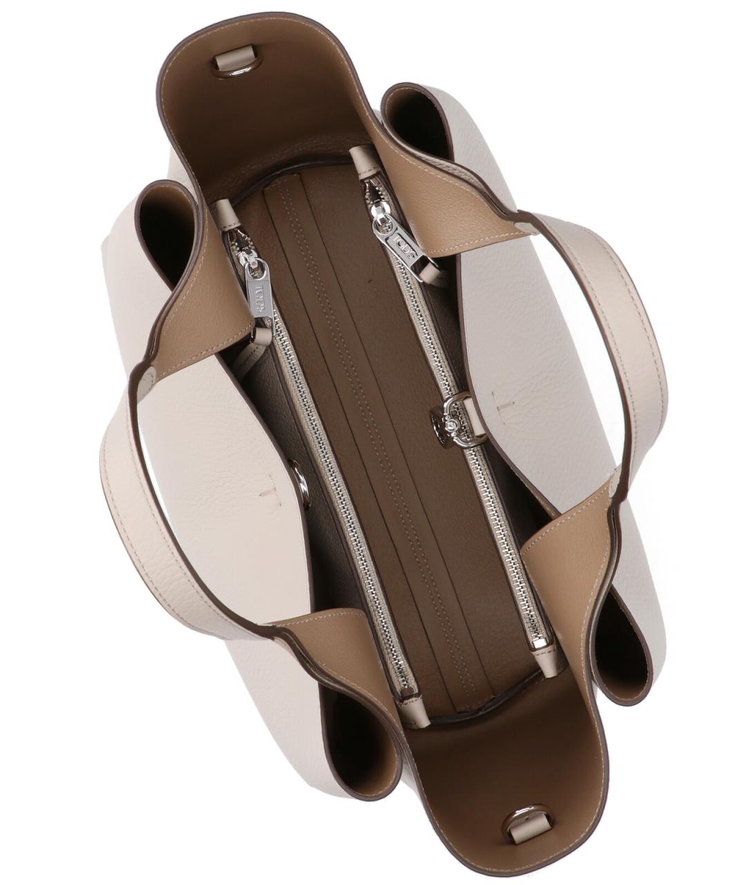 TOD'S Бежевая кожаная сумка тоут, фото 4