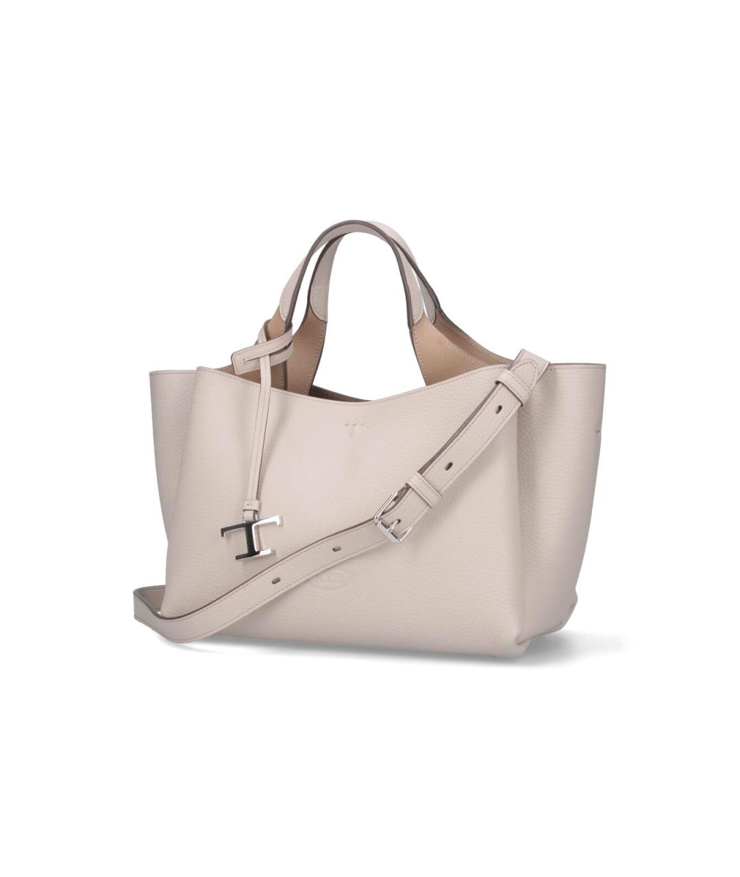 TOD'S Бежевая кожаная сумка тоут, фото 2