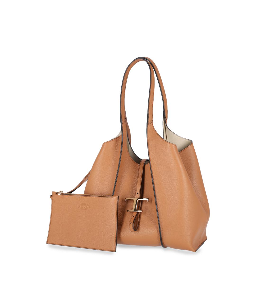 TOD'S Коричневая кожаная сумка тоут, фото 2