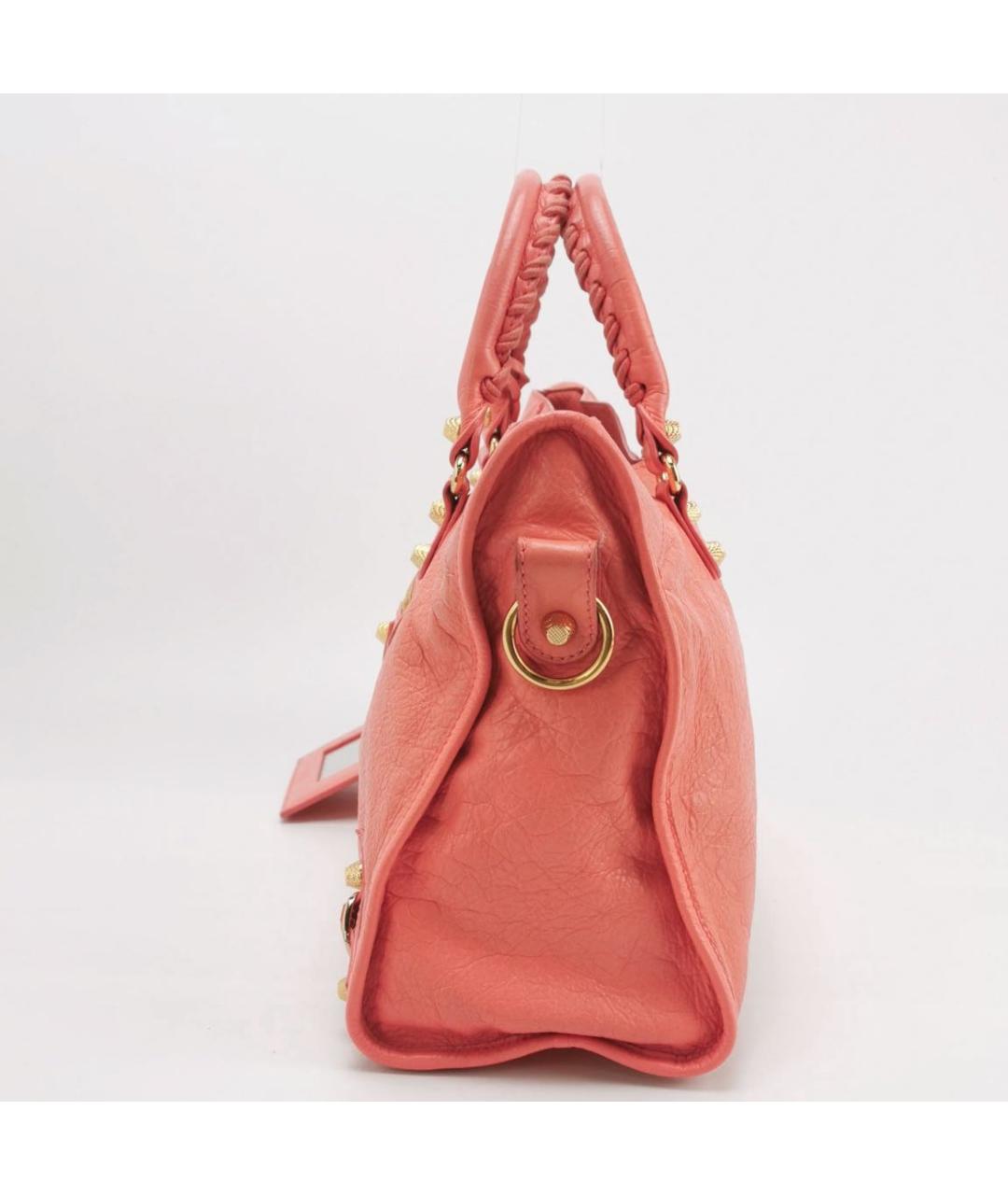 BALENCIAGA Коралловая кожаная сумка через плечо, фото 3