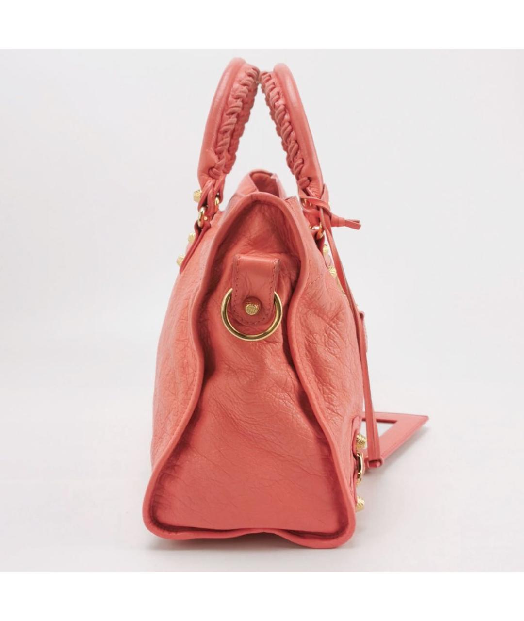 BALENCIAGA Коралловая кожаная сумка через плечо, фото 4