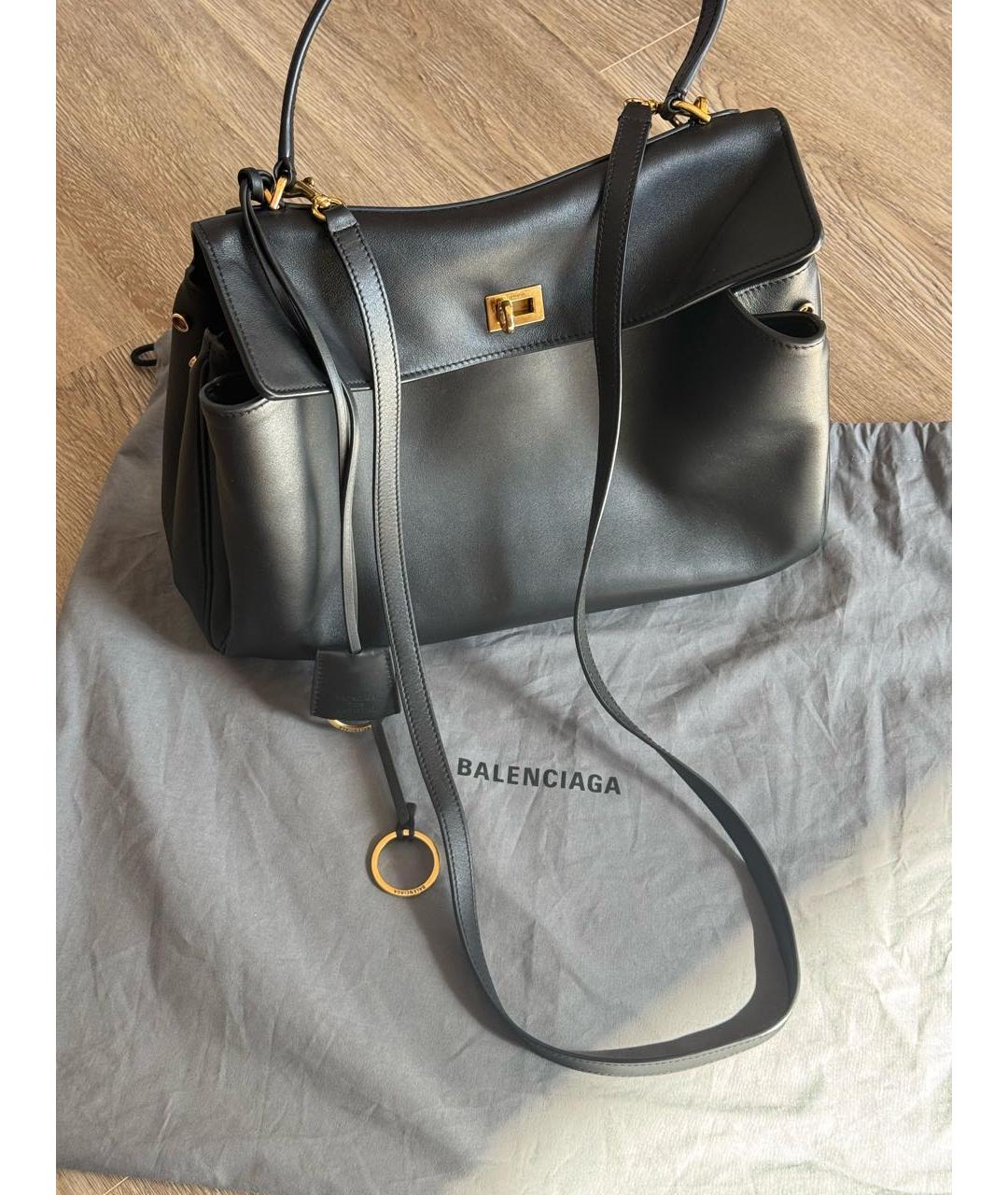 BALENCIAGA Черная кожаная сумка тоут, фото 3