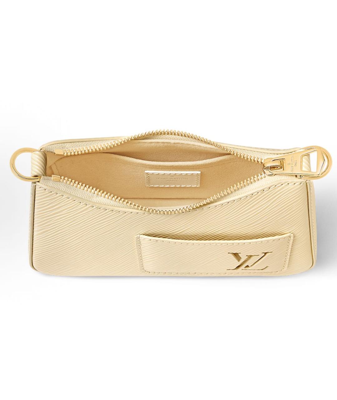 LOUIS VUITTON Бежевая кожаная сумка с короткими ручками, фото 3