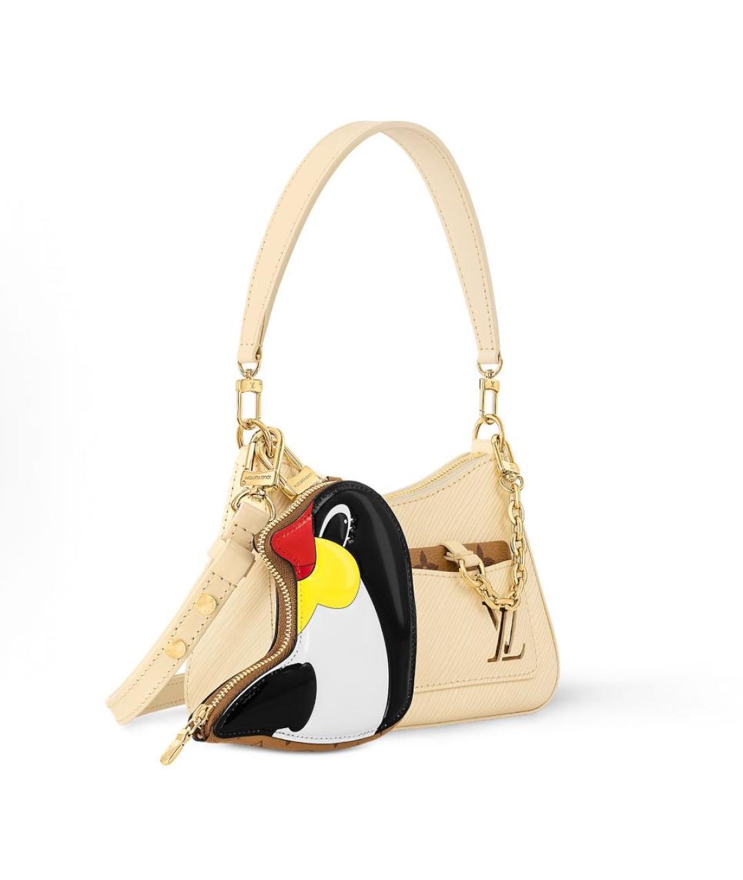 LOUIS VUITTON Бежевая кожаная сумка с короткими ручками, фото 2