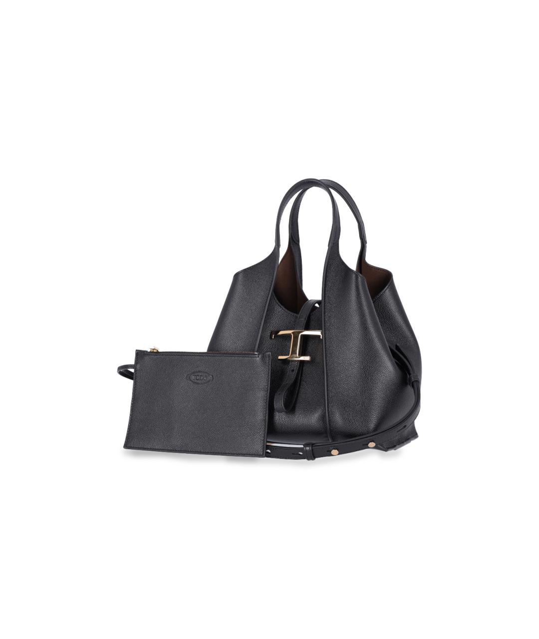 TOD'S Черная кожаная сумка тоут, фото 2