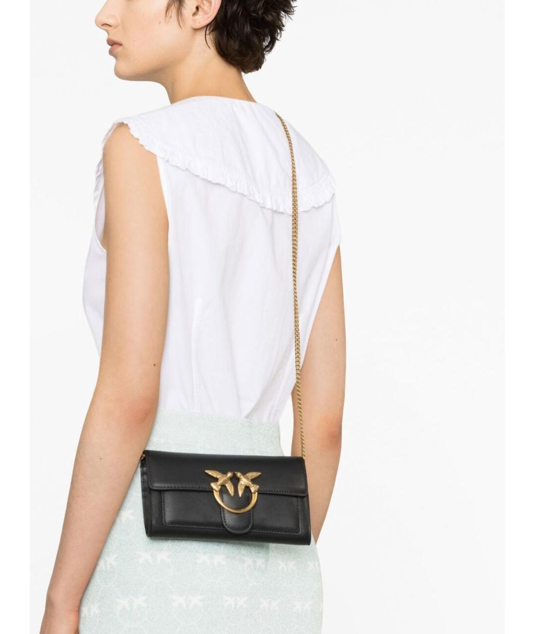 PINKO Черная кожаная сумка через плечо, фото 6