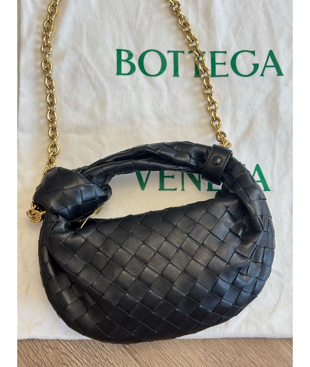 BOTTEGA VENETA Черная кожаная сумка с короткими ручками, фото 3